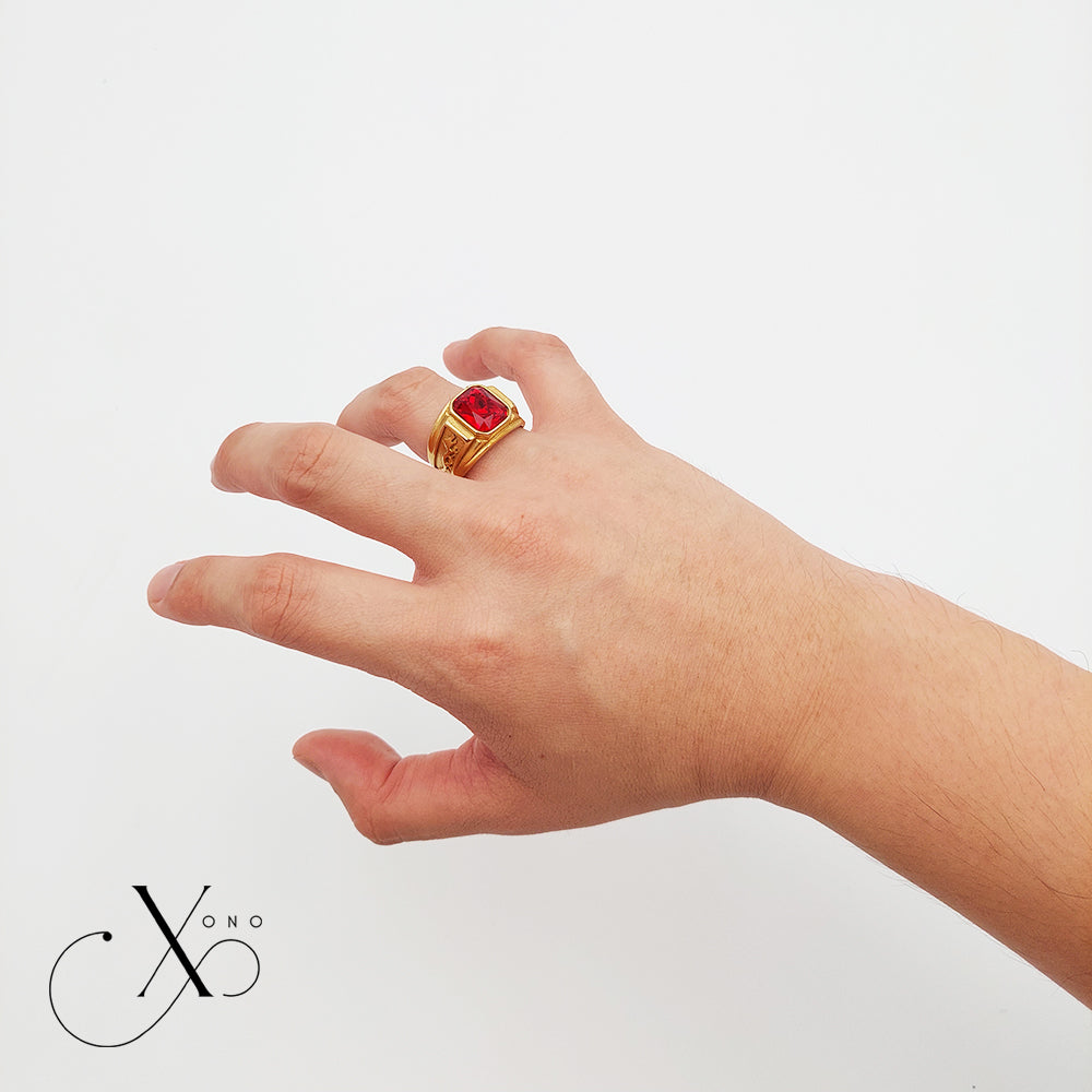 Red Zircon Gold Ring