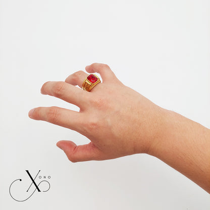 Red Zircon Gold Ring