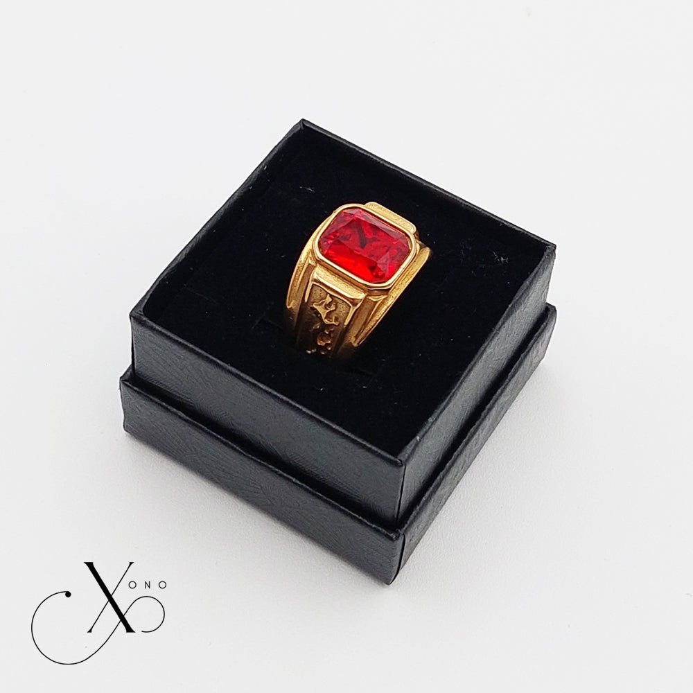 Red Zircon Gold Ring