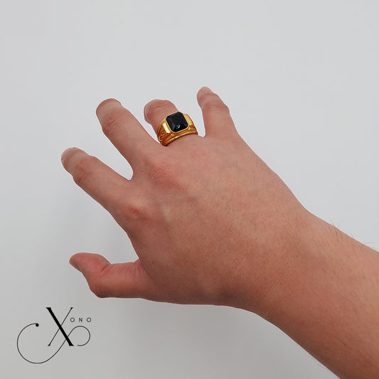 Black Onyx Gold Ring