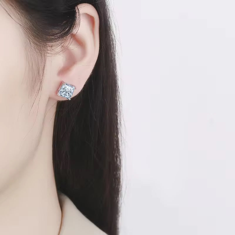 Silver Iced Stud Earrings