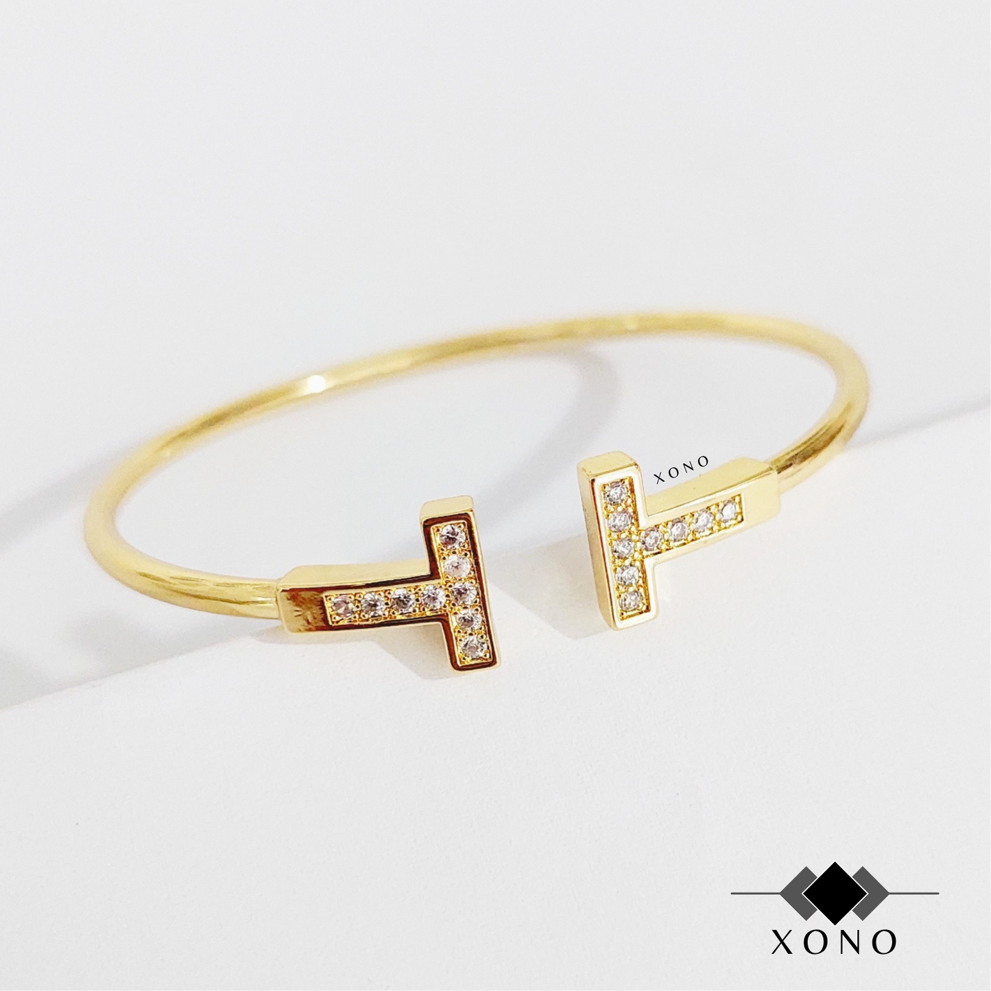 Iced Open Gold Bangle