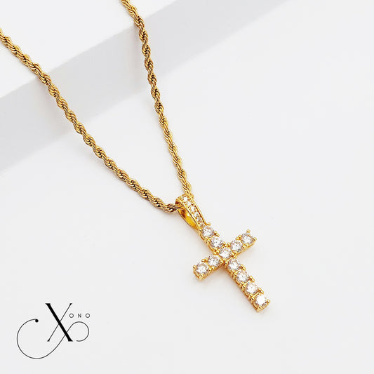 Premium Gold Iced Cross Necklace