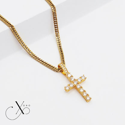 Premium Gold Iced Cross Necklace