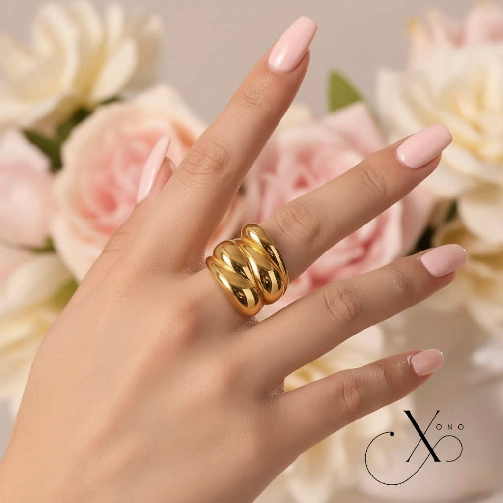 Gold Chunky Waterdrop Ring