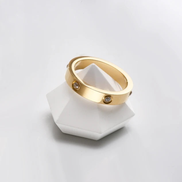 Gold Zircon Studded Ring